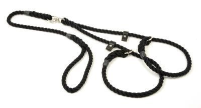 Brace lead three strand rope with leather stop (10mm x 1.5m)